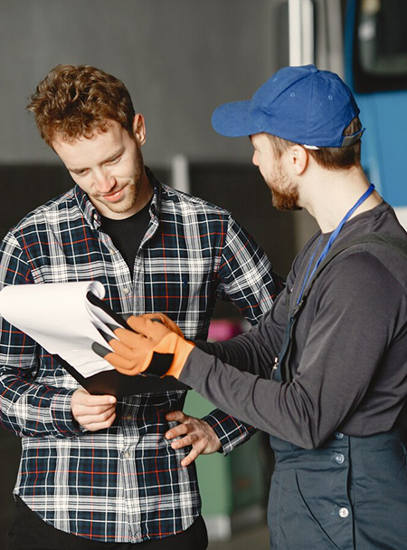 trucking instructor teaching student